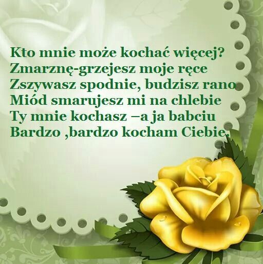 Kartka z żółtą różą i życzeniami dla Babci